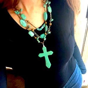 💐Turquoise Cross Necklace & earring set